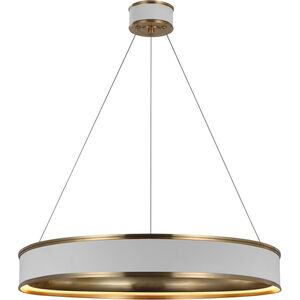 Chapman & Myers Connery LED 30 inch Matte White  and  Antique-Burnished Brass Ring Chandelier Ceiling Light in Matte White and Antique-Burnished Brass