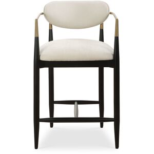 Moxie 36.5 inch Brushed Brass and Matte Black and Off-White Counter Stool