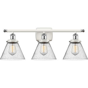 Ballston Large Cone LED 26 inch White and Polished Chrome Bath Vanity Light Wall Light in Seedy Glass