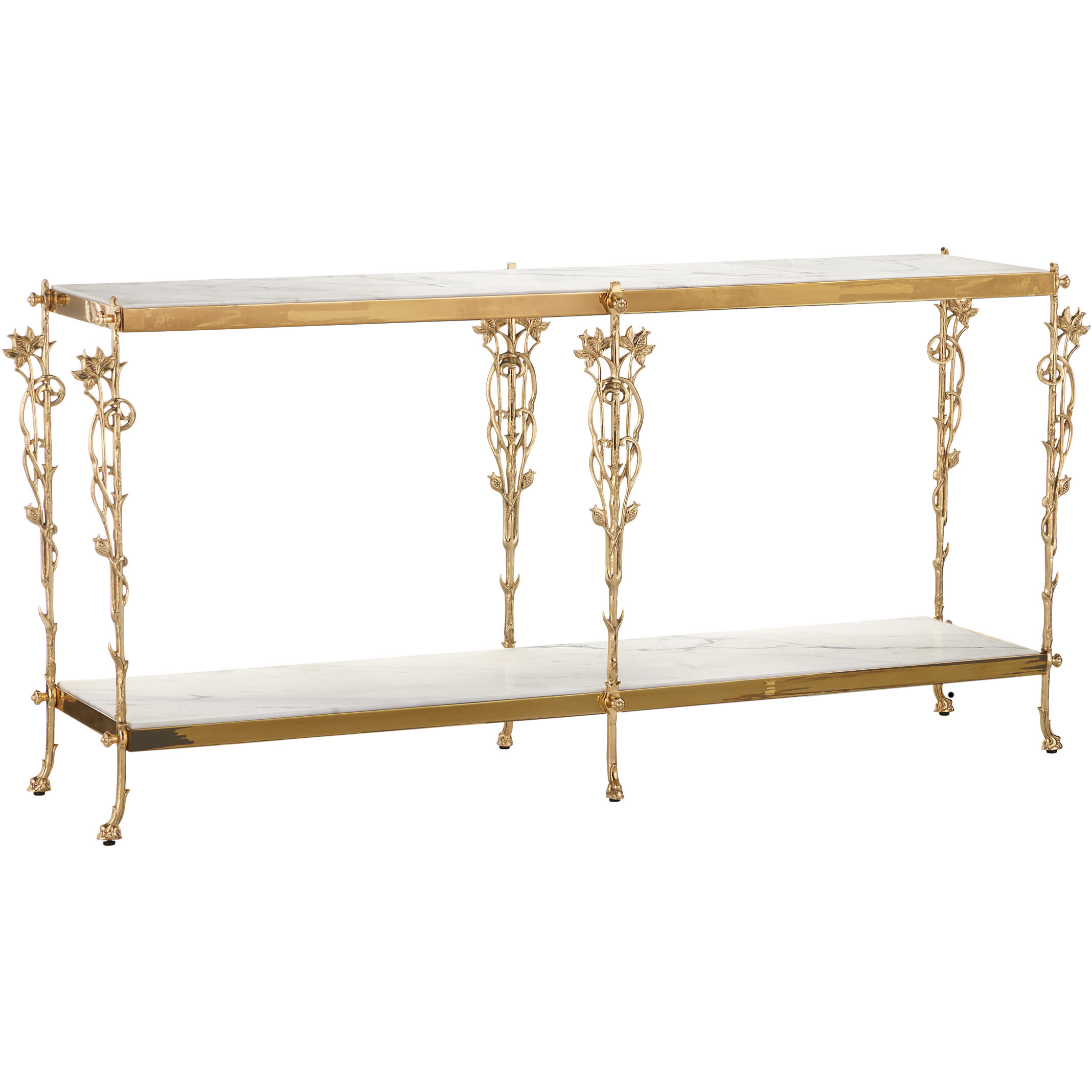 Fiore 72 inch Polished Brass/Natural Console Table